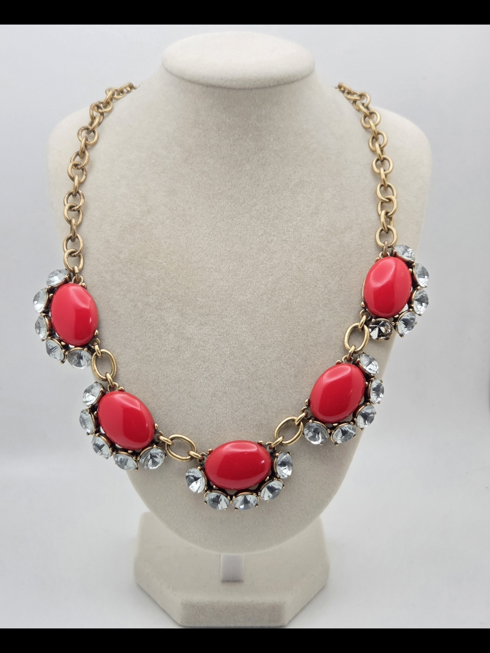 Stella & Dot Red Cabochon Crystal Statement Necklace